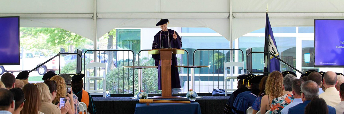 Dean at commencement ceremony