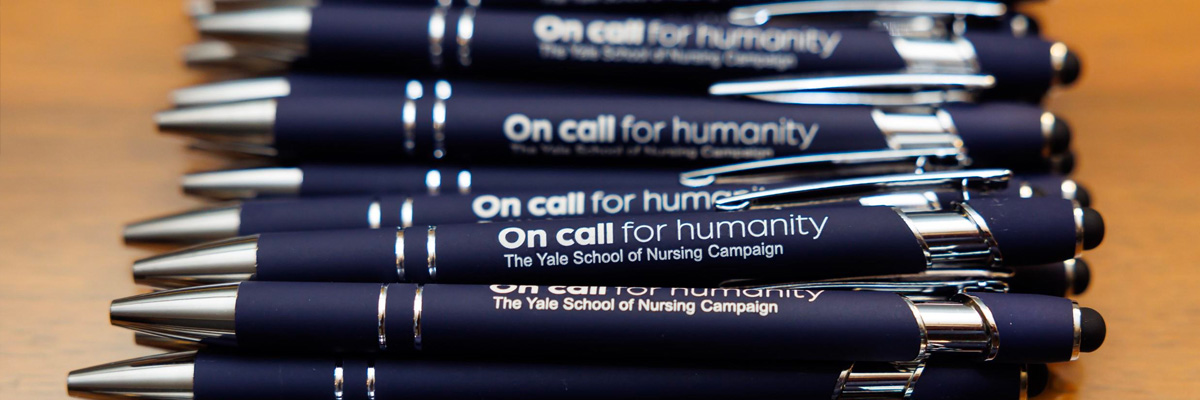 Pens with &quot;On call for humanity&quot; logo on them