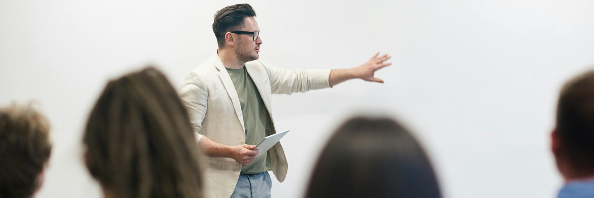 A professor teaching a class