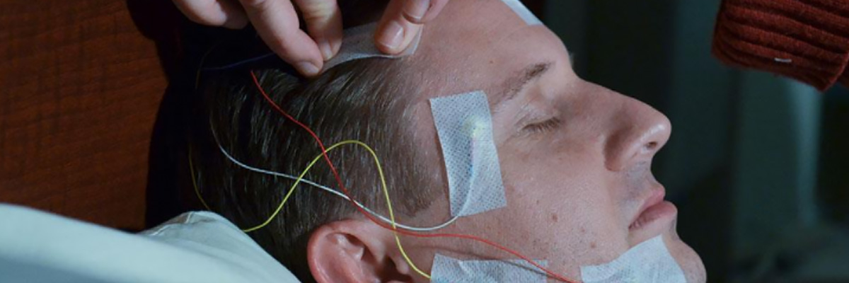 Nodes attached to sleep study participant