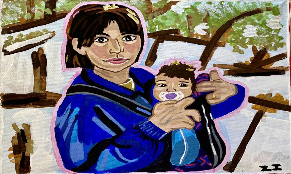 &quot;Mom and me&quot; acrylic on canvas by Zeynep Inanoglu.