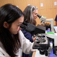 YSN students looking through microscopes