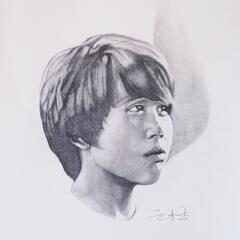 A graphite portrait by Jean Claudine Raimondi of her brother titled &quot;Kapatid ko&quot;