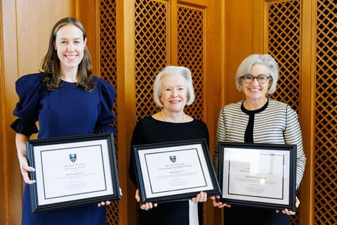 2022 Decade Award Winner Nicole Seagriff ’11 MSN (from left) and Distinguished Alumni Award winners Mary Geary ’74 MSN, and Shannon Fitzgerald ’80 MSN.