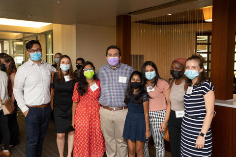 Yale School of Nursing students celebrated finishing their first year in 2021 with vaccines and masks.
