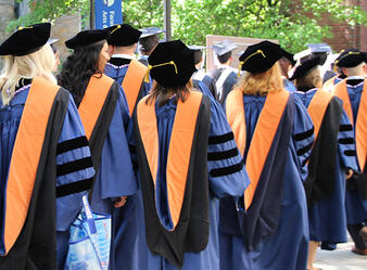 Students in graduation procession
