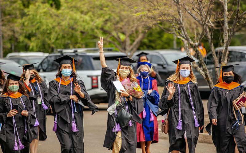 The Class of 2021 celebrated Commencement on school grounds in masks.
