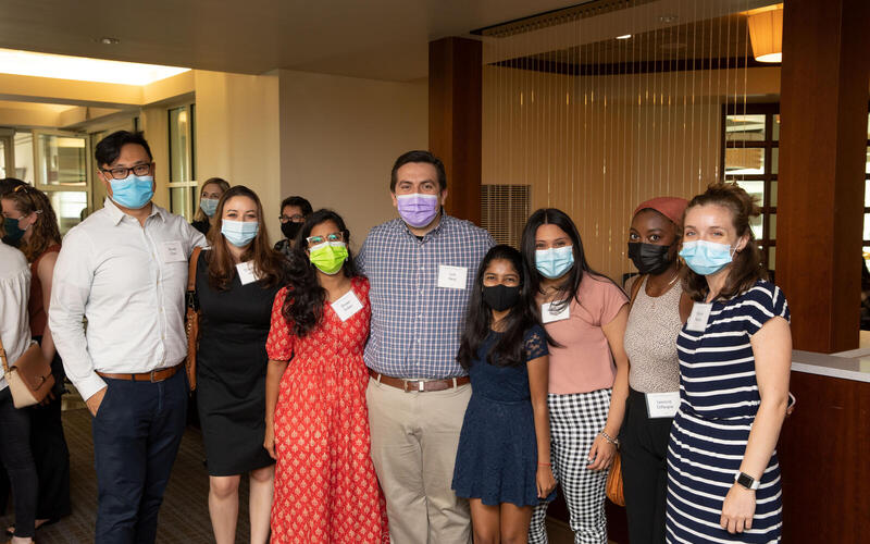 Yale School of Nursing students celebrated finishing their first year in 2021 with vaccines and masks.