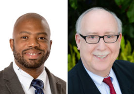 Dr. LaRon Nelson headshot on the left; Dr. David Vlahov headshot on the right.