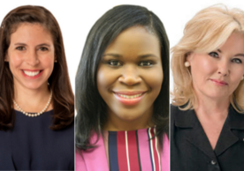 Left to Right: Shelli Feder, ’10 MSN, ’17 PhD, APRN, FNP-C, ACHPN; Tamika Julien, DNP, CNM, WHNP-BC, CLC; Joan Kearney, PhD, APRN, FAAN