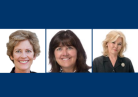 (left to right) Beth Beckman DNSc, FAAN; Marianne J. Davies, ’87 MSN, ’00 PMC, DNP, RN, APRN, CNS-BC, ACNP-BC, AOCNP, FAAN; Joan Kearney, PhD, APRN, FAAN